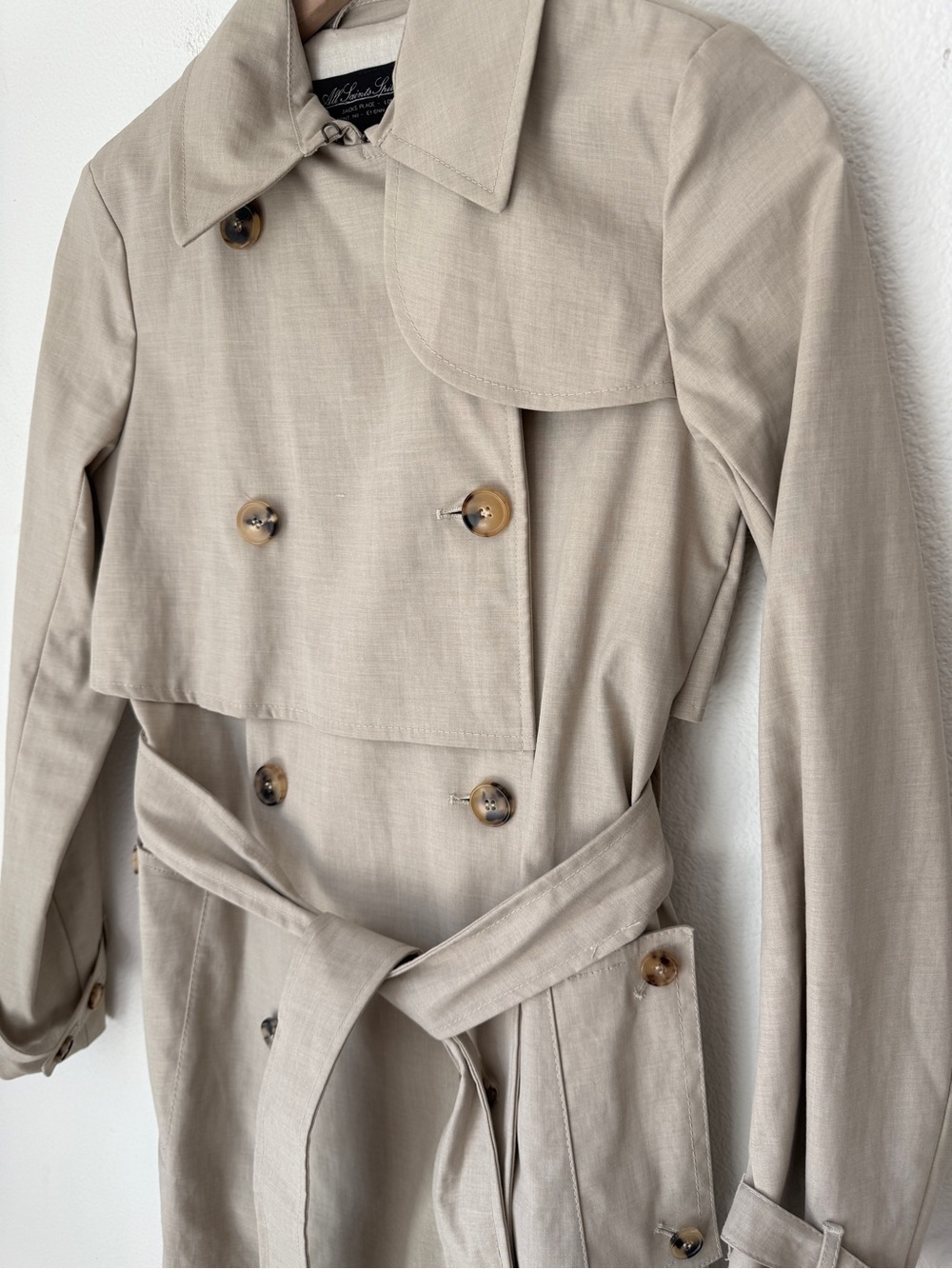 All Saints Light Beige Double-Breasted Trench Coat with Belt - UK 8 / US 4 - Picture 7 of 11